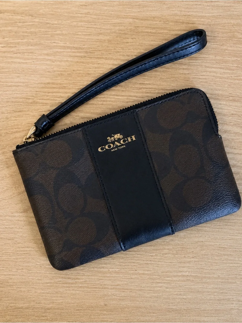 Coach Brown & Black Signature Wristlet